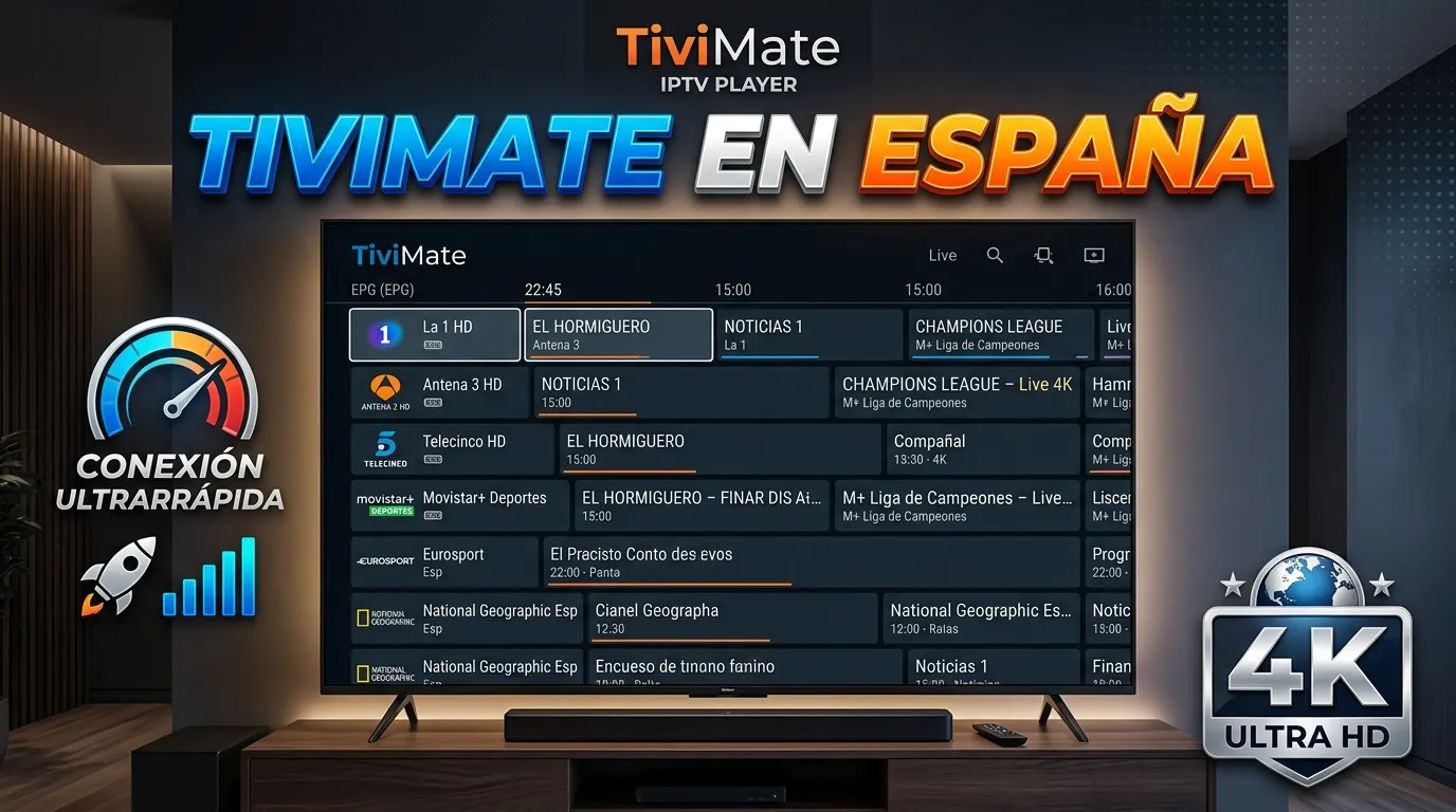 TiviMate en España: streaming estable con calidad HD y 4K